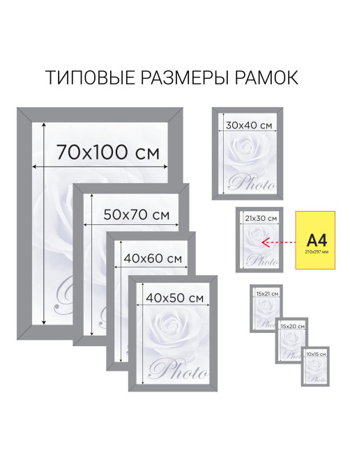 Рамка 10х15 см, небьющаяся, STAFF 