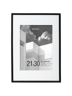 Рамка 21х30 см с паспарту 15х21 см небьющаяся, багет 5 мм, пластик, BRAUBERG 