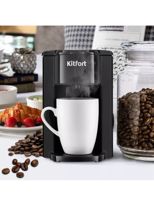 Кофеварка капельная KITFORT КТ-763, 350 Вт, объем 0,15 л, черная