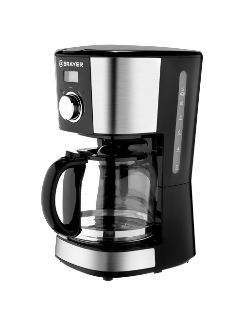 Кофеварка капельная BRAYER BR1122, 900 Вт, объем 1,5 л, черная