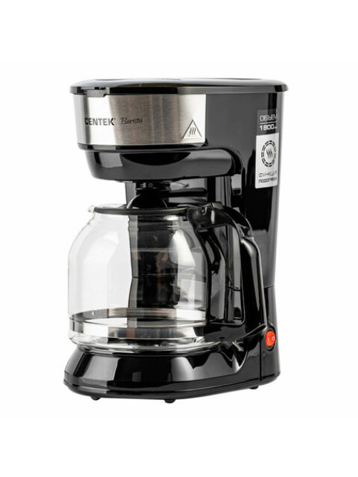 Кофеварка капельная CENTEK CT-1147, 900 Вт, объем 1,8 л, поддержание температуры, черный