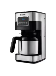 Кофеварка капельная KITFORT КТ-752, 900 Вт, объем 1,25 л, дисплей, черный/стальной