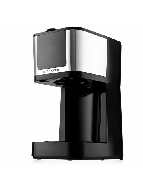 Кофеварка капельная BRAYER BR1125, 900 Вт, объем 1,25 л, LED-дисплей, термокружка в ПОДАРОК, черная