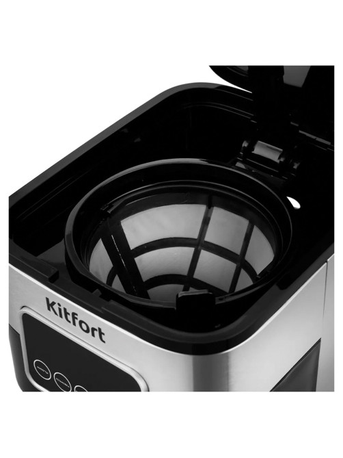 Кофеварка капельная KITFORT КТ-752, 900 Вт, объем 1,25 л, дисплей, черный/стальной