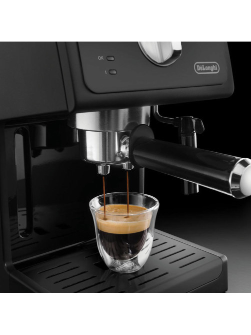 Кофеварка рожковая DELONGHI ECP31.21, 1100 Вт, объем 1 л, ручной капучинатор, черная