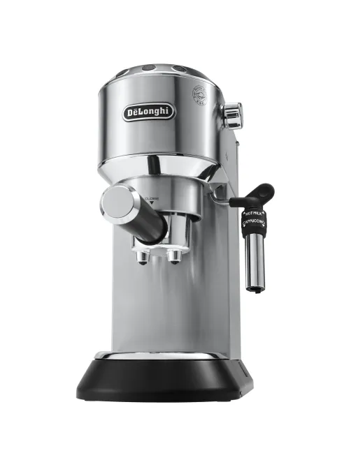 Кофеварка рожковая DELONGHI Dedica EC685.M, 1350 Вт, объем 1,1 л, ручной капучинатор, металлик