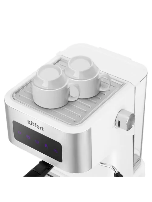 Кофеварка рожковая KITFORT КТ-7139, 1050 Вт, объем 1,5 л, 15 бар, ручной капучинатор, белая