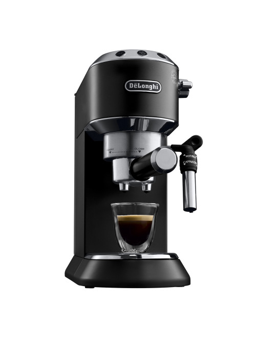 Кофеварка рожковая DELONGHI Dedica EC685.BK, 1350 Вт, объем 1,1 л, ручной капучинатор, черная