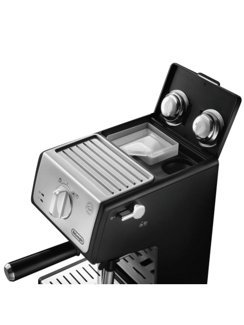 Кофеварка рожковая DELONGHI ECP 33.21/BK, 1100 Вт, объем 1 л, ручной капучинатор, черная, ECP33.21/BK