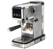 Кофеварка рожковая SONNEN CM-2033, ручной капучинатор, сенсор, 1 л, 1350 Вт, 19 бар, 457883