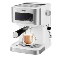 Кофеварка рожковая KITFORT КТ-7139, 1050 Вт, объем 1,5 л, 15 бар, ручной капучинатор, белая
