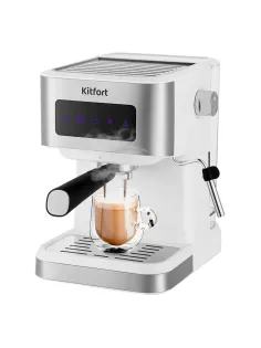 Кофеварка рожковая KITFORT КТ-7139, 1050 Вт, объем 1,5 л, 15 бар, ручной капучинатор, белая