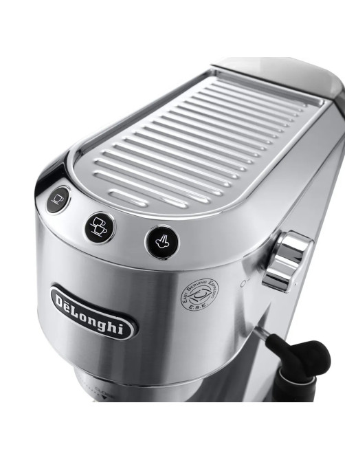 Кофеварка рожковая DELONGHI Dedica EC685.M, 1350 Вт, объем 1,1 л, ручной капучинатор, металлик