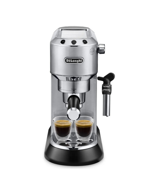 Кофеварка рожковая DELONGHI Dedica EC685.M, 1350 Вт, объем 1,1 л, ручной капучинатор, металлик