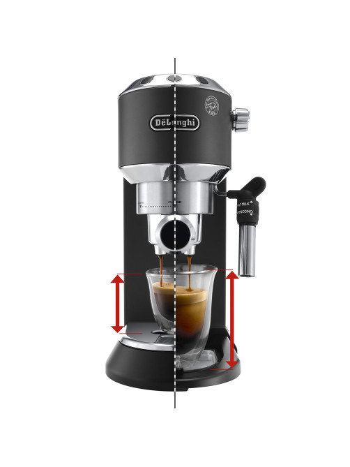 Кофеварка рожковая DELONGHI Dedica EC685.BK, 1350 Вт, объем 1,1 л, ручной капучинатор, черная