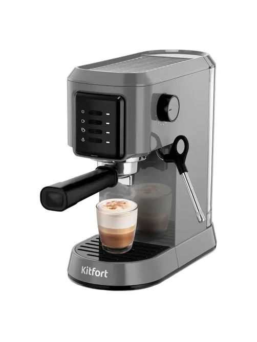 Кофеварка рожковая KITFORT КТ-7293, 1050 Вт, объем 1,5 л, 15 бар, ручной капучинатор, серебристая