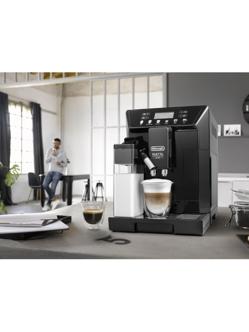 Кофемашина DELONGHI Eletta Cappuccino Evo ECAM46.860.B, 1450 Вт, объем 2 л, автокапучинатор, черная