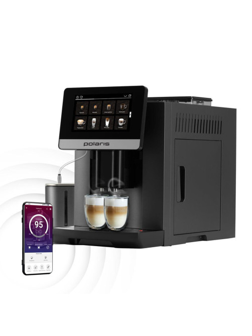 Кофемашина POLARIS PACM 2080AC WiFi IQ Home, 1500 Вт, объем 1,8 л, автокапучинатор, графитовая, 62311