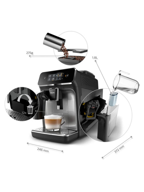 Кофемашина PHILIPS EP2236/40, 1500 Вт, объем 1,8 л, автокапучинатор, черная