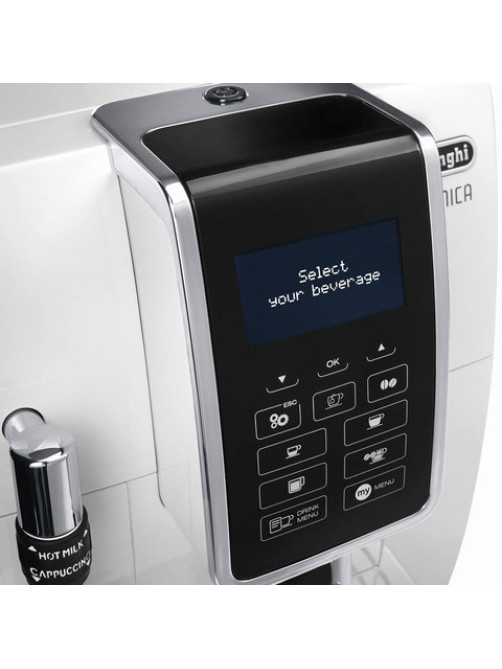 Кофемашина DELONGHI Dinamica ECAM 350.35.W, 1450 Вт, объем 1,8 л, ручной капучинатор, белая