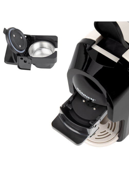 Кофемашина капсульная 3 в 1 для молотого кофе и капсул DOLCE GUSTO и NESPRESSO, SONNEN CM510B, 1450 Вт, 0,6 л, бежевая, 457338
