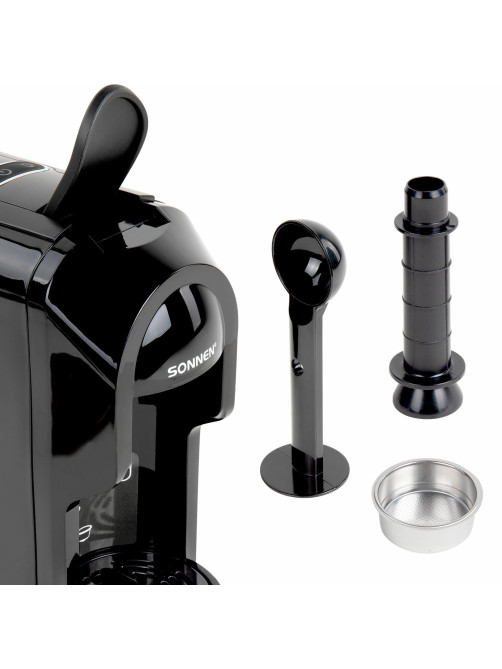 Кофемашина капсульная 3 в 1 для молотого кофе и капсул DOLCE GUSTO и NESPRESSO, SONNEN CM510, 1450 Вт, объем 0,6 л, 456336
