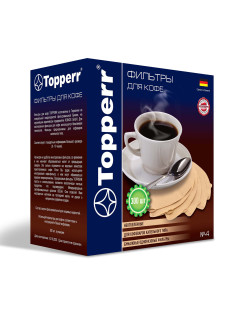 Фильтр TOPPERR №4 для кофеварок, бумажный, неотбеленный, 300 штук, 3047