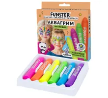 Аквагрим для лица и тела, 6 НЕОНОВЫХ цветов, FUNSTER (ФАНСТЕР), легко смываются, 192573