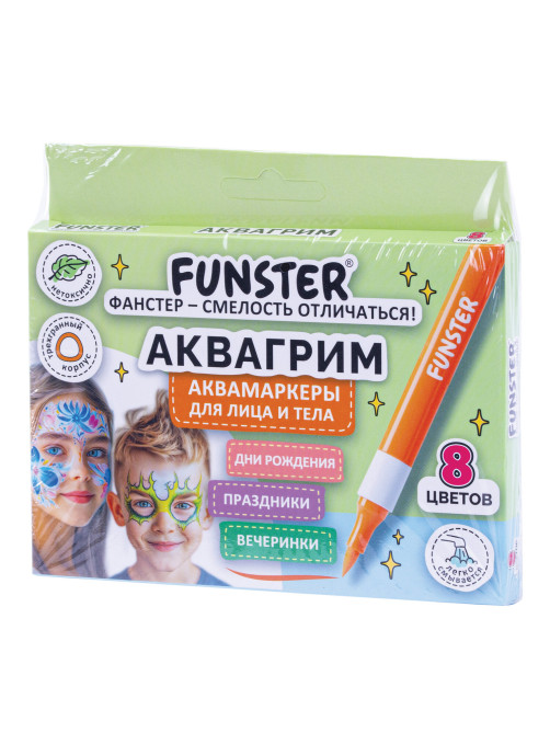 Аквагрим аквамаркеры для лица и тела, 8 цветов, FUNSTER (ФАНСТЕР), 152608