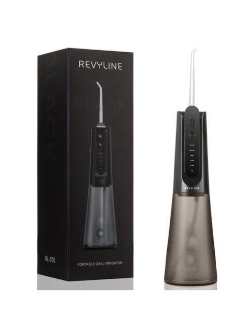Ирригатор для полости рта REVYLINE RL 670, емкость резервуара 0,27 л, 2 насадки, черный, 9102