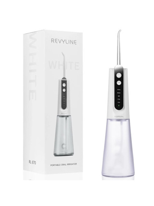 Ирригатор для полости рта REVYLINE RL 670, емкость резервуара 0,27 л, 2 насадки, белый, 9101