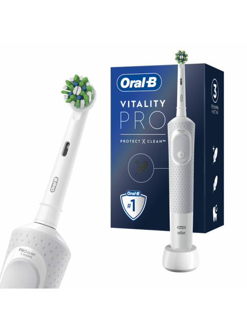 Зубная щетка электрическая ORAL-B (Орал-би) Vitality Pro, БЕЛАЯ/ГОЛУБАЯ, 1 насадка, 53019436