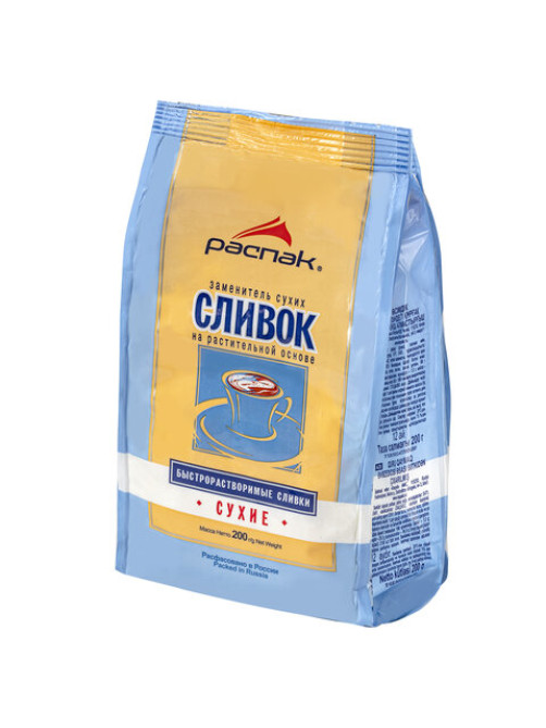 Сливки сухие быстрорастворимые 200 г (~80-85 порций), РАСПАК, гнз001