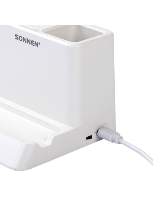 Настольная лампа / светильник беспроводная SONNEN PT-302, органайзер, USB, LED, 3 Вт, 3 режима, 238783
