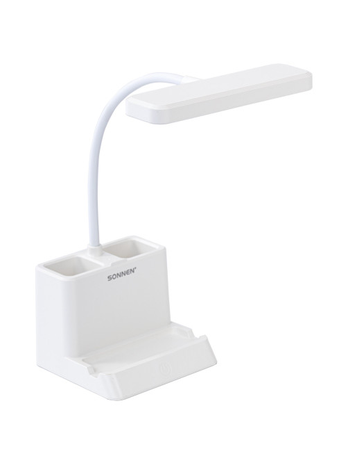 Настольная лампа / светильник беспроводная SONNEN PT-302, органайзер, USB, LED, 3 Вт, 3 режима, 238783