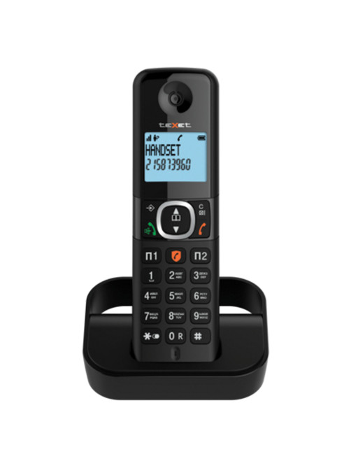 Радиотелефон TEXET TX-D5605A, память 100 номеров, АОН, повтор, спикерфон, часы/будильник, черный, 127220