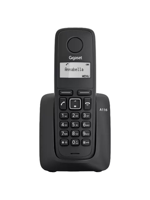 Радиотелефон GIGASET A116, память 50 номеров, АОН, повтор, часы, черный, S30852H2801S301