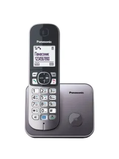 Радиотелефон PANASONIC KX-TG6811RUM, память 50 номеров, АОН, повтор, спикерфон, полифония, 10-100 м, серый