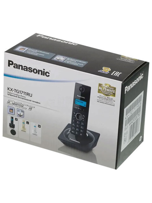 Радиотелефон PANASONIC KX-TG1711RUB, память на 50 номеров, АОН, повтор, часы/будильник, чёрный