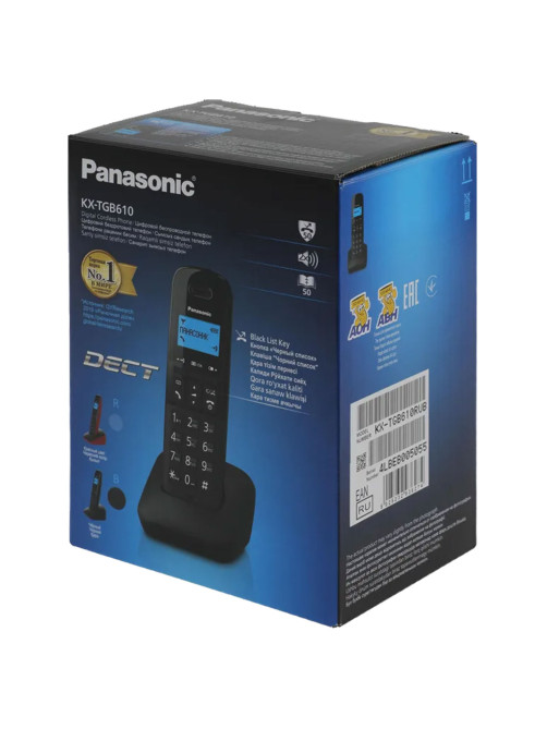 Радиотелефон PANASONIC KX-TGB610RUB, память 50 номеров, АОН, повтор, часы/будильник, чёрный