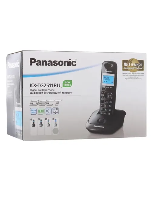 Радиотелефон PANASONIC KX-TG2511RUT, память 50 номеров, АОН, повтор, спикерфон, полифония, титановый