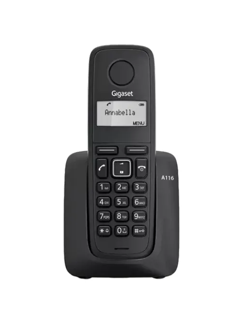 Радиотелефон GIGASET A116, память 50 номеров, АОН, повтор, часы, черный, S30852H2801S301