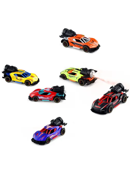 Машинка металлическая, инерционная, СВЕТ, ЗВУК, ПАР, 14 см, АССОРТИ, FUNKY TOYS