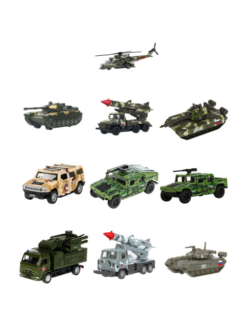Машина металлическая коллекционная ВОЕННАЯ ТЕХНИКА ассорти, длина 12-15 см, инерционная, ТЕХНОПАРК