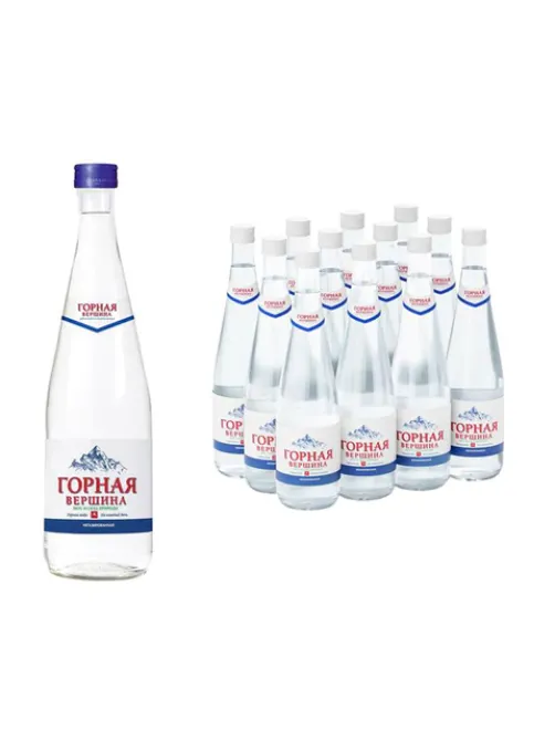 Вода негазированная минеральная ГОРНАЯ ВЕРШИНА, 0,5 л, стеклянная бутылка, 1112