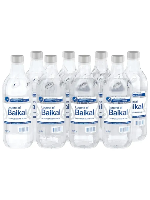 Вода ГАЗИРОВАННАЯ питьевая LEGEND OF BAIKAL 0,5 л, стеклянная бутылка, УТ-00001404