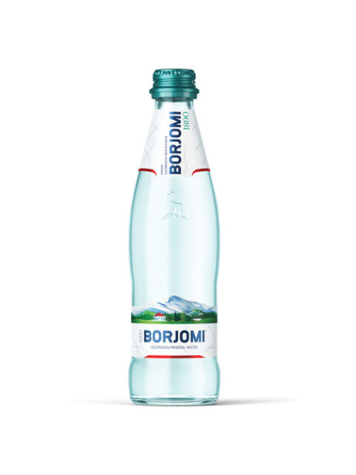 Вода ГАЗИРОВАННАЯ минеральная BORJOMI 0,5 л, стеклянная бутылка