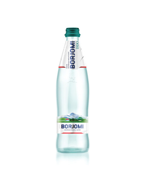 Вода ГАЗИРОВАННАЯ минеральная BORJOMI 0,33 л, стеклянная бутылка