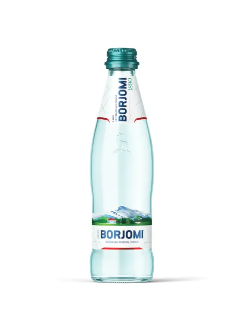 Вода ГАЗИРОВАННАЯ минеральная BORJOMI 0,5 л, стеклянная бутылка