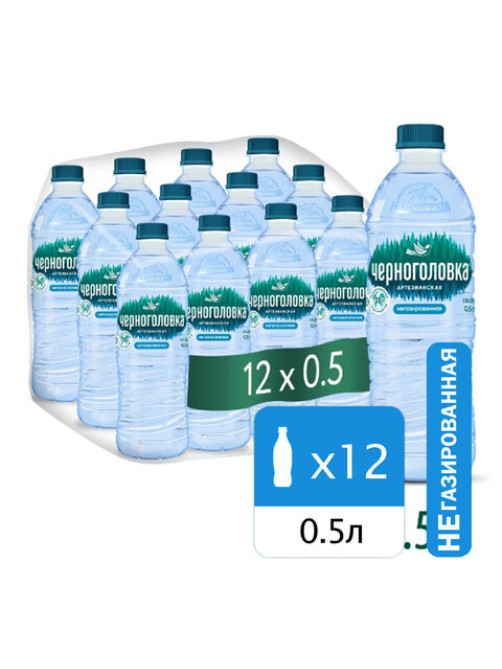 Вода негазированная питьевая ЧЕРНОГОЛОВКА, 0,5 л